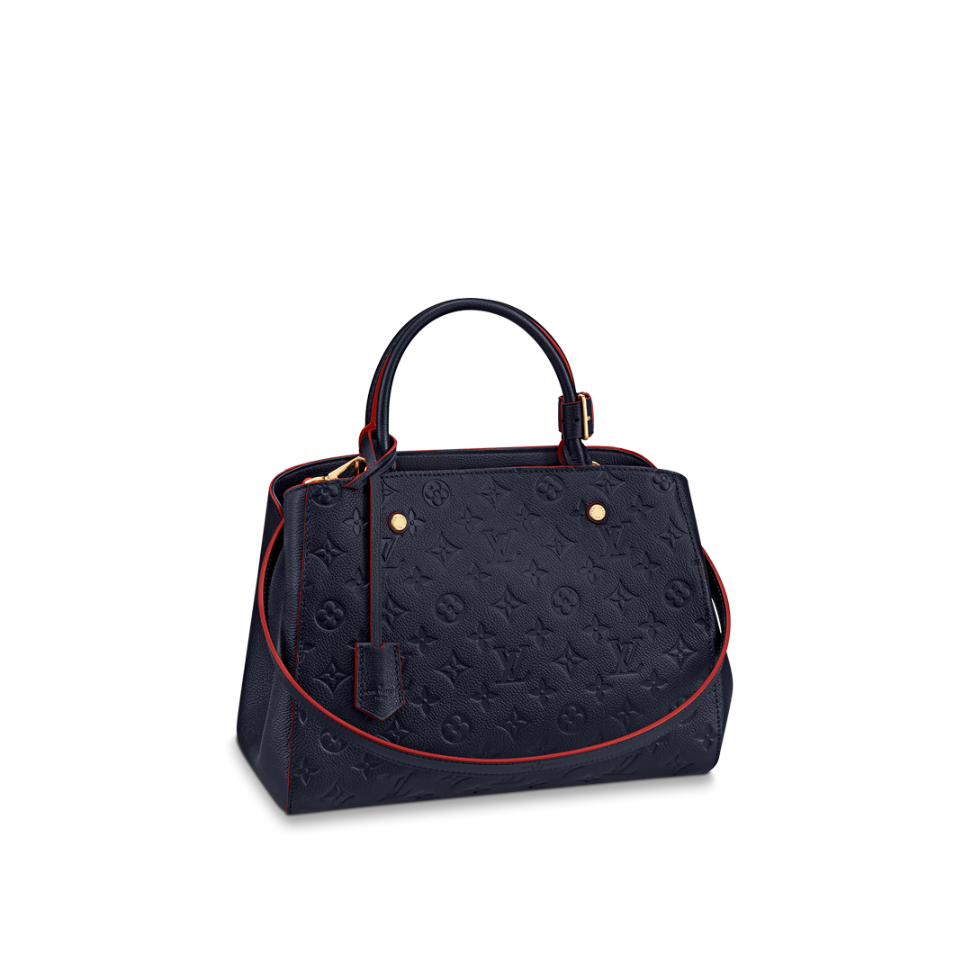 Louis Vuitton MONTAIGNE MM Handbag Monogram Empreinte M42746 Navy Blue/Red